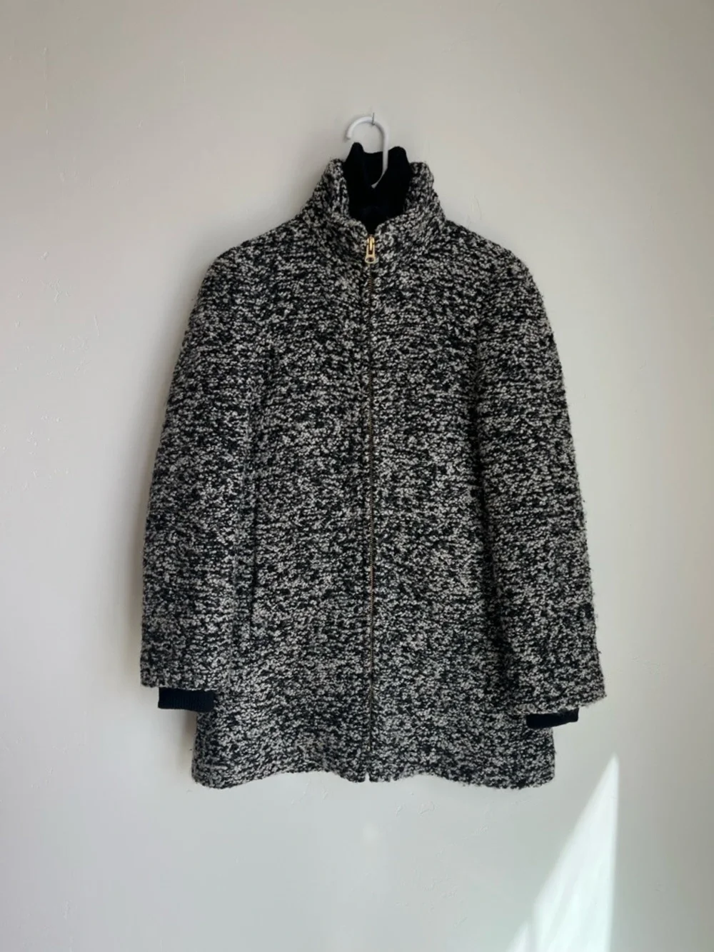 J.Crew Speckled Bouclé Italian Wool Coat in Ivory & Black - Picture 4 of 7